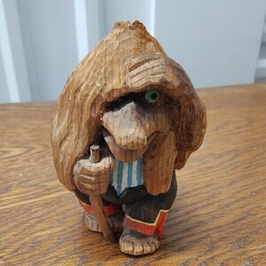 Hand-Carved Norway Wooden Troll Figurine